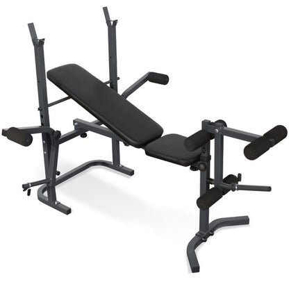 All-in-One Multi Bench with Adjustable Squat Rack, Preacher Curl Pad, Leg Developer & Butterfly | Full-Body Strength Training Bench for Home Gym