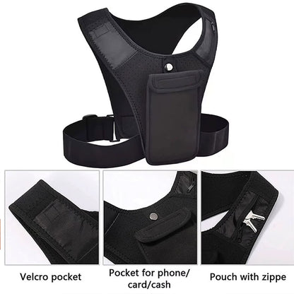 Running Vest Phone Holder – Adjustable, Reflective, Ultra-Lightweight Chest Pouch with Waterproof Smartphone Pocket & Key Holder | Zero Bounce Running Gear for Men & Women