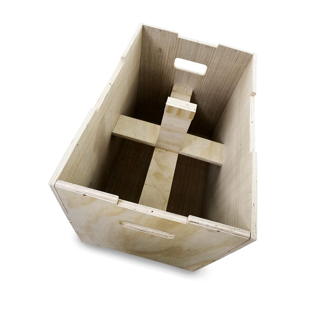Wooden crate with handle on a white background
