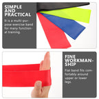 Colorful exercise bands with text describing their use and features.