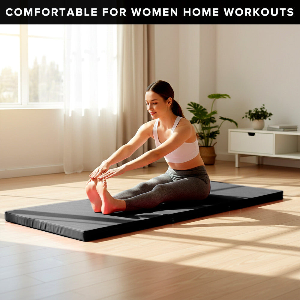Tri-Fold Extra Thick Yoga & Gym Exercise Mat, 6FT Non-Slip Foam