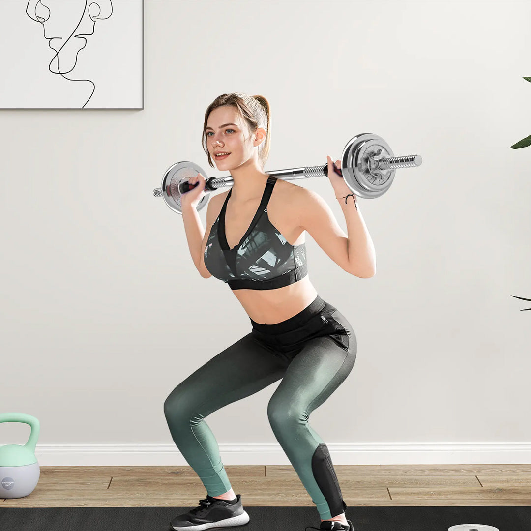 20kg Cast Iron Adjustable Dumbbell & Barbell Set | 2-in-1 Free Weights with Non-Slip Handle | Strength Training Equipment for Men & Women | Home Gym Fitness Kit