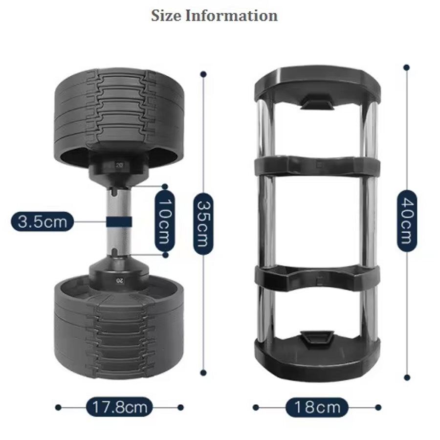 Round Adjustable Dumbbell 24–45kg Solid Steel for Home Gym