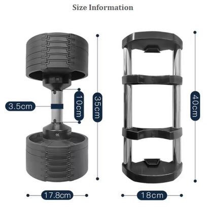 Round Adjustable Dumbbell – Solid Steel Weight | Single Unit | 24kg to 45kg Options | Rotatory Adjustment | Scratch-Resistant Home Gym Dumbbell