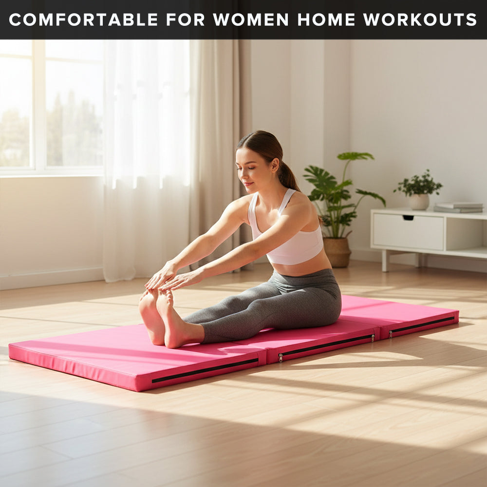 Tri-Fold Extra Thick Yoga & Gym Exercise Mat, 6FT Non-Slip Foam