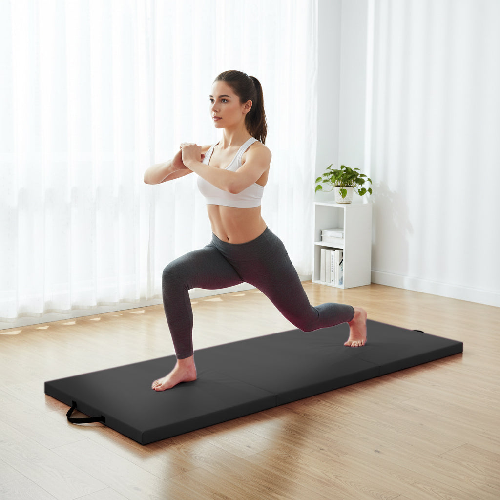 Tri-Fold Extra Thick Yoga & Gym Exercise Mat, 6FT Non-Slip Foam