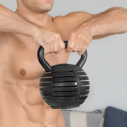 7-in-1 Adjustable Kettlebell Weight Set  to 18kg - Quick-Change Weighted Fitness System - Cast Iron Strength Training Equipment - Space-Saving Home Gym Essential for Full Body Workouts