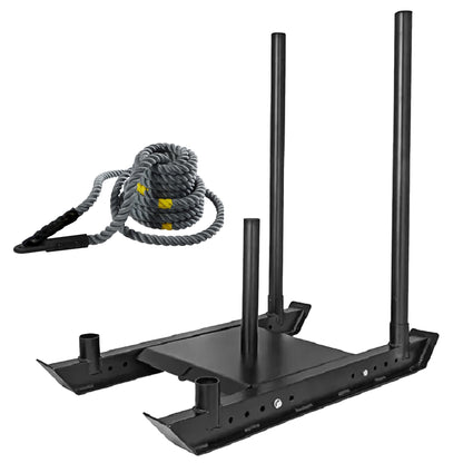 Commercial Power Sled with 10m Sprint Mat – Heavy-Duty Push/Pull Training Sled for Strength, Speed & Agility | Olympic Plate Compatible | Folding & Compact Design