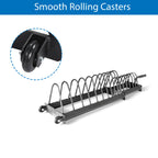 Horizontal Weight Plates Rack with Rolling Wheels & Barbell Holders