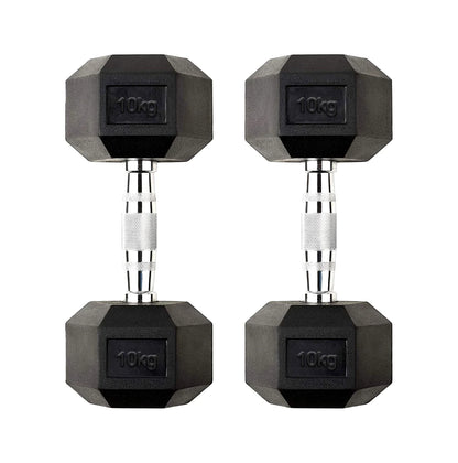 Premium Rubber-Coated Hex Dumbbells - Professional Grade Anti-Roll Design for Home and Commercial Strength Training 2.5kg-60kg