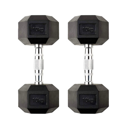 Premium Rubber-Coated Hex Dumbbells - Professional Grade Anti-Roll Design for Home and Commercial Strength Training 2.5kg-60kg