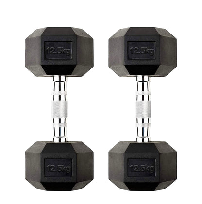 Premium Rubber-Coated Hex Dumbbells - Professional Grade Anti-Roll Design for Home and Commercial Strength Training 2.5kg-60kg