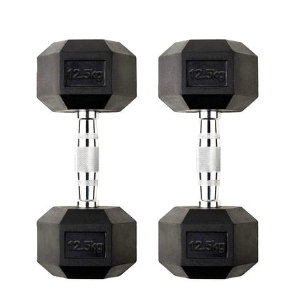 Premium Rubber-Coated Hex Dumbbells - Professional Grade Anti-Roll Design for Home and Commercial Strength Training 2.5kg-60kg