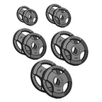 Set of weight plates with different capacities on a white background