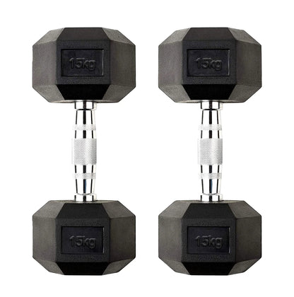 Premium Rubber-Coated Hex Dumbbells - Professional Grade Anti-Roll Design for Home and Commercial Strength Training 2.5kg-60kg