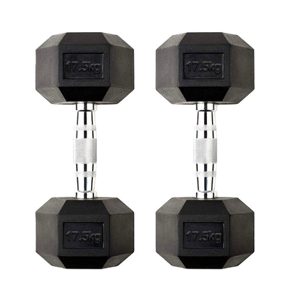 Premium Rubber-Coated Hex Dumbbells - Professional Grade Anti-Roll Design for Home and Commercial Strength Training 2.5kg-60kg