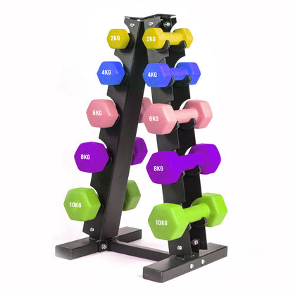 Neoprene Dumbbell Tree Storage Rack - Heavy-Duty Steel 3-Tier or 5-Tier Weight Organizer Stand for Home Gym - Space-Saving Dumbbell Holder for Neoprene and Vinyl Weights - Professional Storage