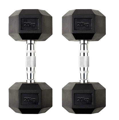 Premium Rubber-Coated Hex Dumbbells - Professional Grade Anti-Roll Design for Home and Commercial Strength Training 2.5kg-60kg