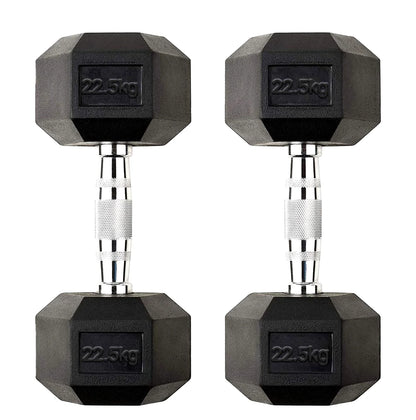 Premium Rubber-Coated Hex Dumbbells - Professional Grade Anti-Roll Design for Home and Commercial Strength Training 2.5kg-60kg