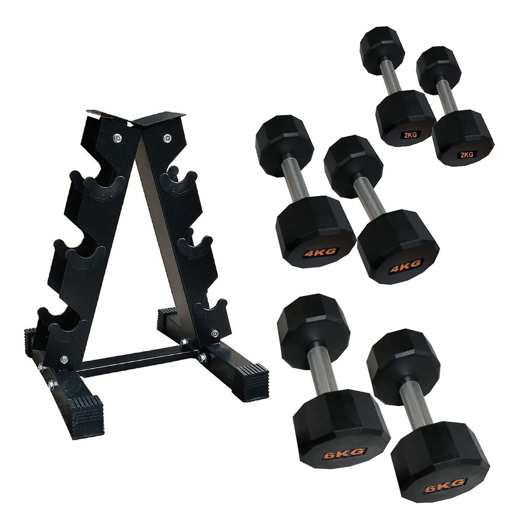 Set of black dumbbells with weight markings on a white background