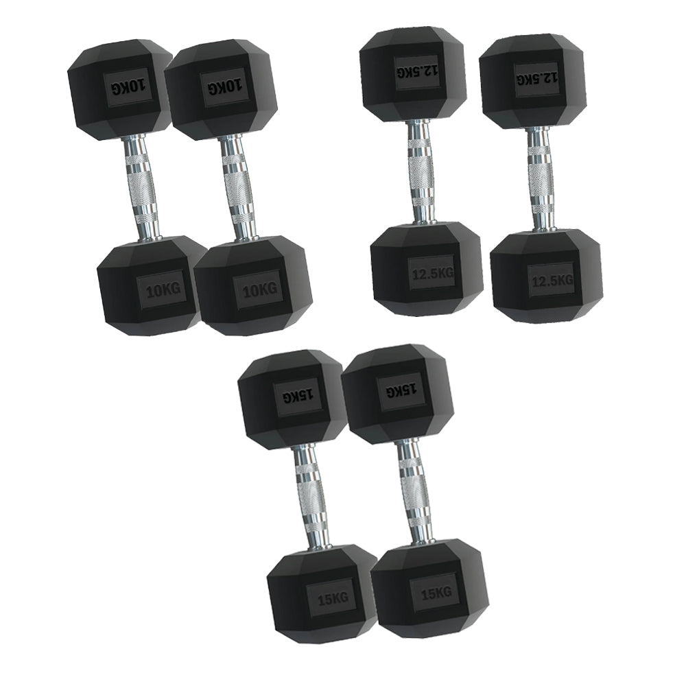 Hex Dumbbells 2.5–15kg with Rack
