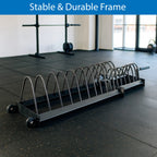 Horizontal Weight Plates Rack with Rolling Wheels & Barbell Holders
