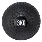 A black treaded slam ball with a textured grip and the weight '3KG' displayed on it.