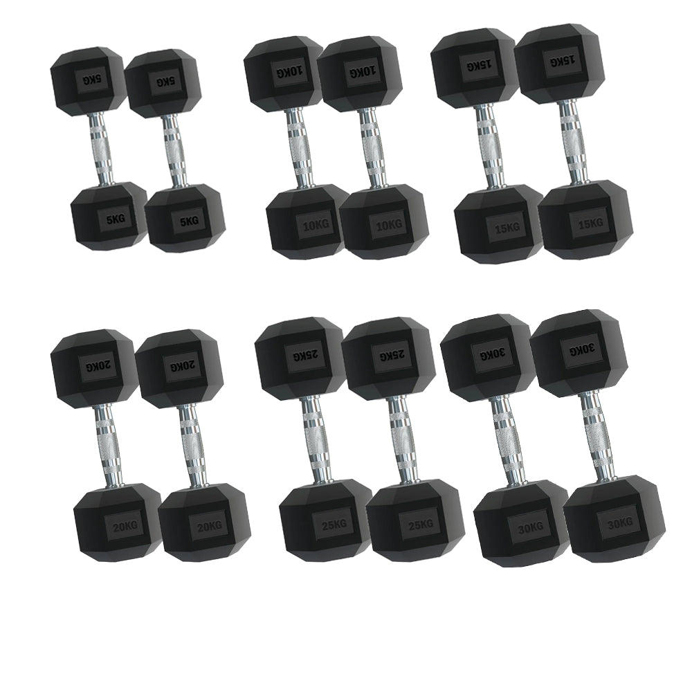 Hex Dumbbell Set 2.5–30kg with Rack