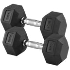 Pair of black hexagonal dumbbells with '40KG' marking on a white background