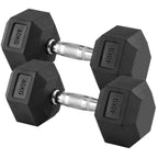 Pair of black hexagonal dumbbells with '40KG' marking on a white background