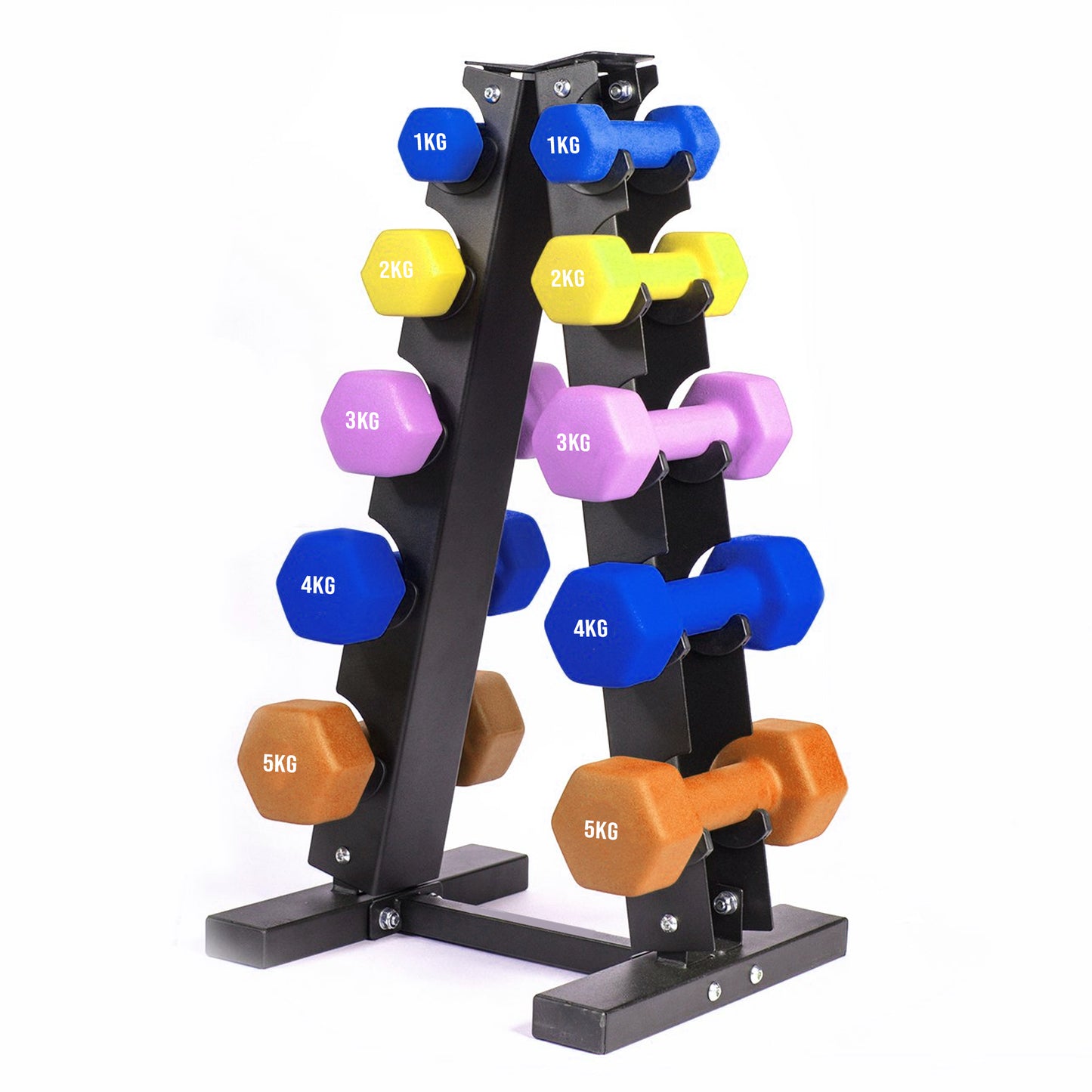 Neoprene Dumbbell Tree Storage Rack - Heavy-Duty Steel 3-Tier or 5-Tier Weight Organizer Stand for Home Gym - Space-Saving Dumbbell Holder for Neoprene and Vinyl Weights - Professional Storage