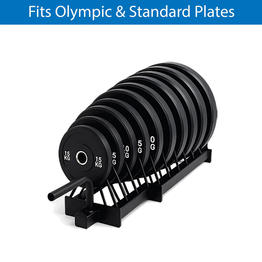 Horizontal Weight Plates Rack with Rolling Wheels & Barbell Holders