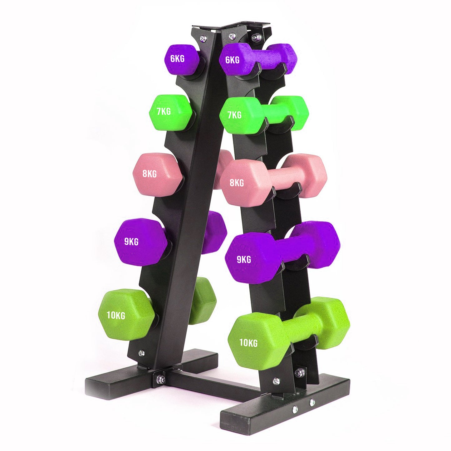 Neoprene Dumbbell Tree Storage Rack - Heavy-Duty Steel 3-Tier or 5-Tier Weight Organizer Stand for Home Gym - Space-Saving Dumbbell Holder for Neoprene and Vinyl Weights - Professional Storage