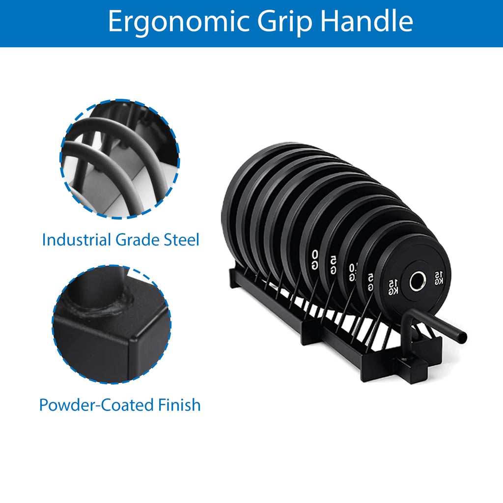 Horizontal Weight Plates Rack with Rolling Wheels & Barbell Holders