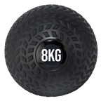 A black treaded slam ball with a textured grip and the weight '8KG' displayed on it.