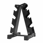Black metal drink holder with multiple shelves on a white background