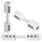 Set of adjustable dumbbells on a white background