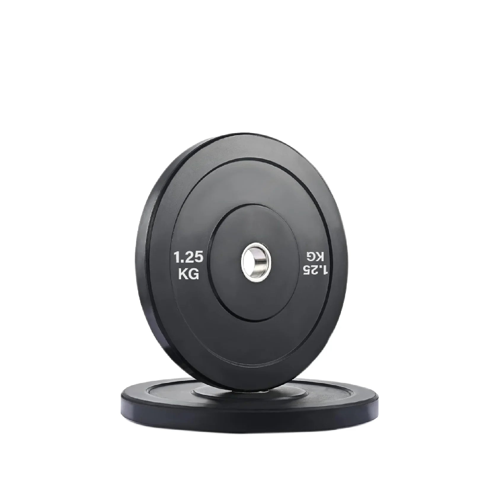 Black weight plate with '1.25 KG' marking on a white background