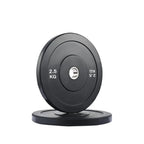 Pair of black weight plates with '2.5 KG' marking on a white background