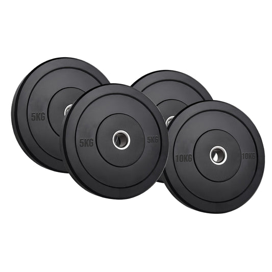 Olympic Bumper Plates – Black Hi-Temp Crumb Rubber Discs | 2” Stainless Steel Insert | Sold in Pairs or Sets with 4ft/5ft/6ft/7ft Barbell | Durable Barbell Weight Plates for Home Gym