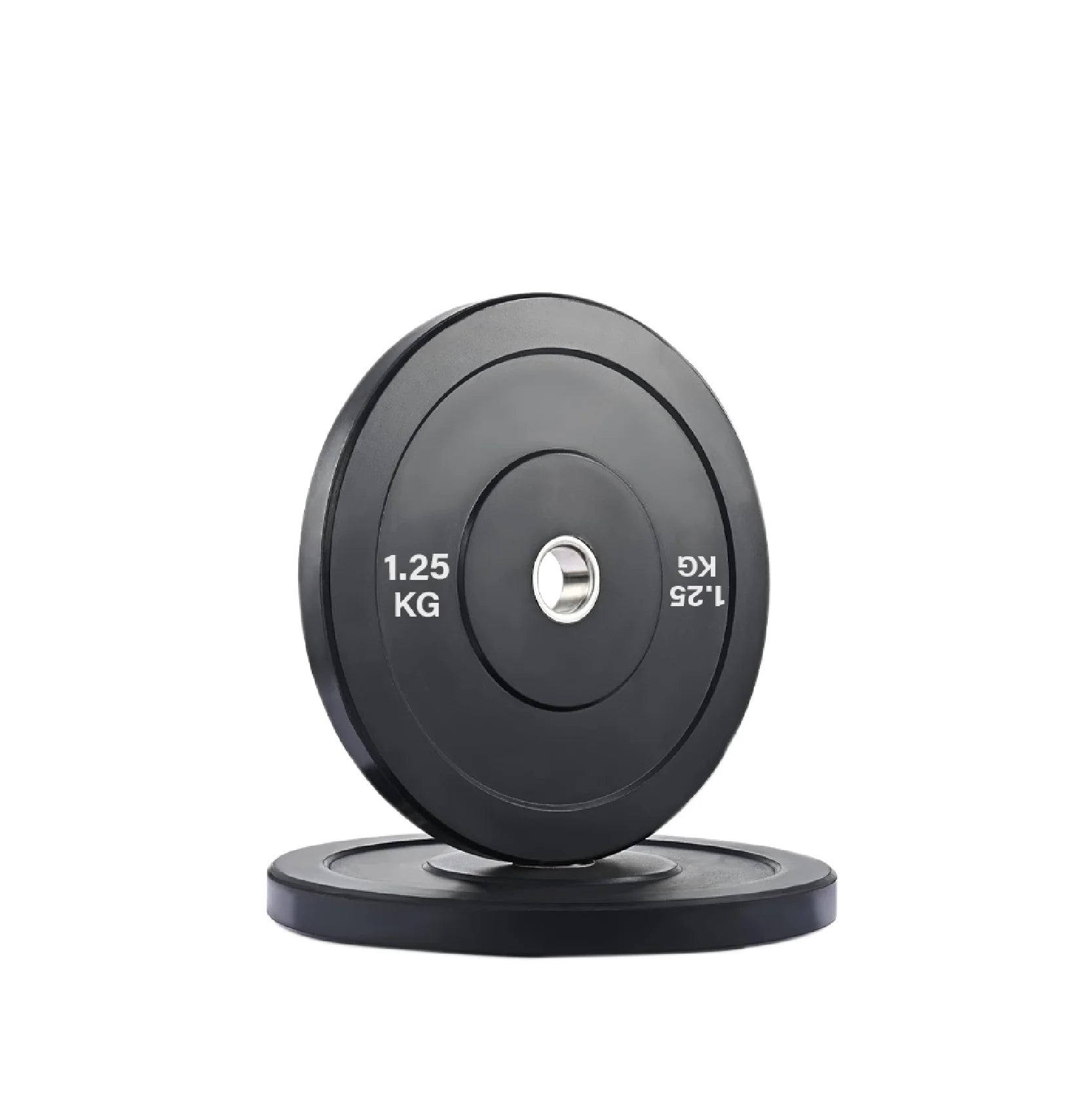 Barbell with weight plates and accessories on a white background