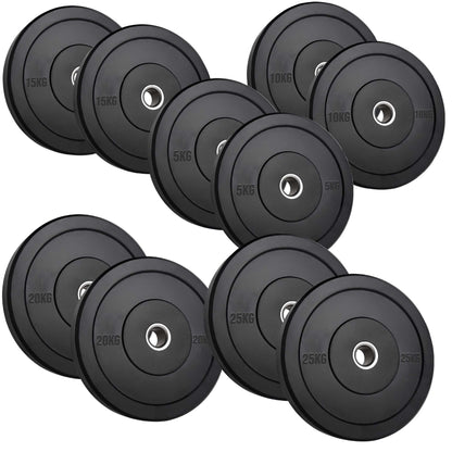 Olympic Bumper Plates – Black Hi-Temp Crumb Rubber Discs | 2” Stainless Steel Insert | Sold in Pairs or Sets with 4ft/5ft/6ft/7ft Barbell | Durable Barbell Weight Plates for Home Gym