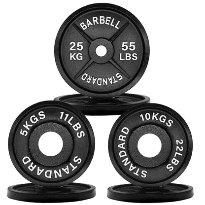 Olympic 2" Cast Iron Weight Plates – Pairs & Sets with 4ft/5ft/6ft/7ft Barbell Options | Standard Fit for Strength Training, Deadlifts & Home Gym Workouts