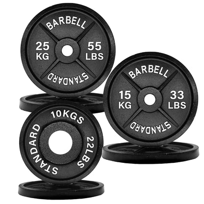 Olympic 2" Cast Iron Weight Plates – Pairs & Sets with 4ft/5ft/6ft/7ft Barbell Options | Standard Fit for Strength Training, Deadlifts & Home Gym Workouts