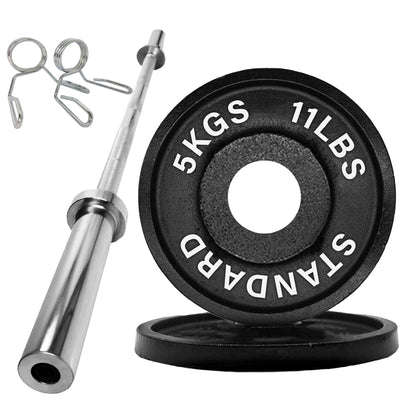 Olympic 2" Cast Iron Weight Plates – Pairs & Sets with 4ft/5ft/6ft/7ft Barbell Options | Standard Fit for Strength Training, Deadlifts & Home Gym Workouts