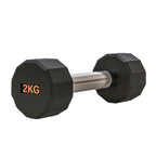 Round Hex Dumbbell Rubber-Coated with Non-Slip Handle
