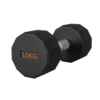 Round Hex Dumbbell – Rubber-Coated 12-Sided Free Weights | Single, Pair or Set | Non-Slip Steel Handle | Durable Sports Dumbbell for Home Gym Fitness