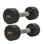 Round Hex Dumbbell Rubber-Coated with Non-Slip Handle
