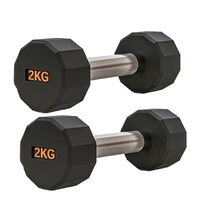 Round Hex Dumbbell – Rubber-Coated 12-Sided Free Weights | Single, Pair or Set | Non-Slip Steel Handle | Durable Sports Dumbbell for Home Gym Fitness