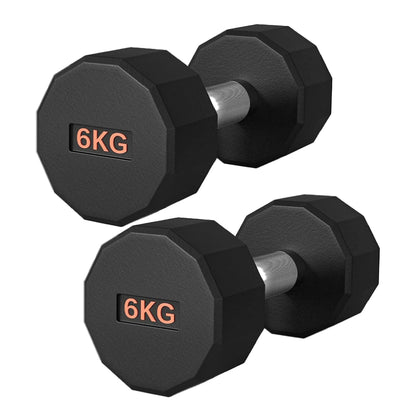 Round Hex Dumbbell – Rubber-Coated 12-Sided Free Weights | Single, Pair or Set | Non-Slip Steel Handle | Durable Sports Dumbbell for Home Gym Fitness